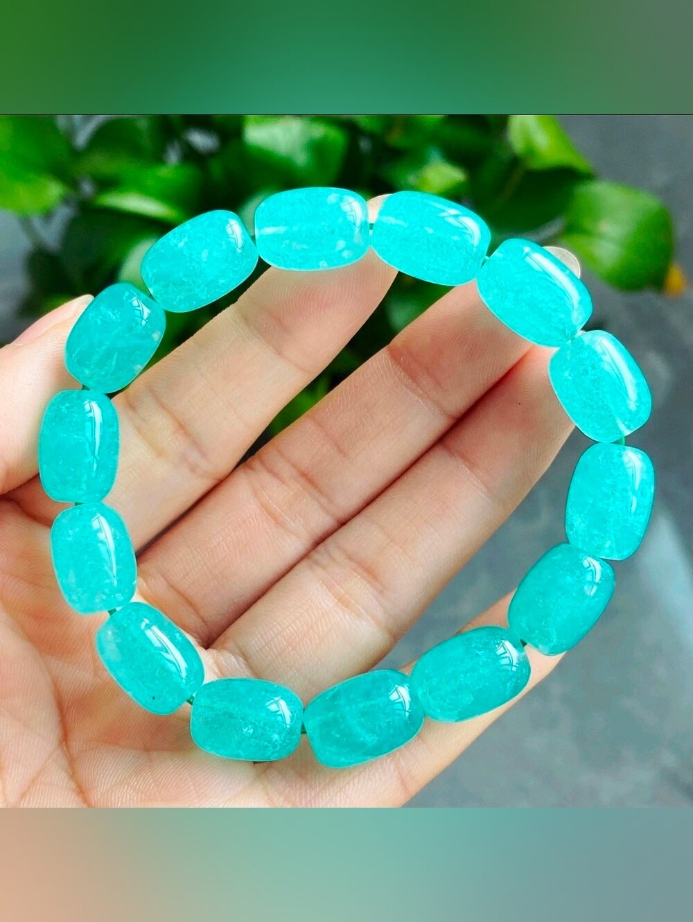 14mm Natural Ice Mozambique Amazonite Gems Beaded Bracelet
